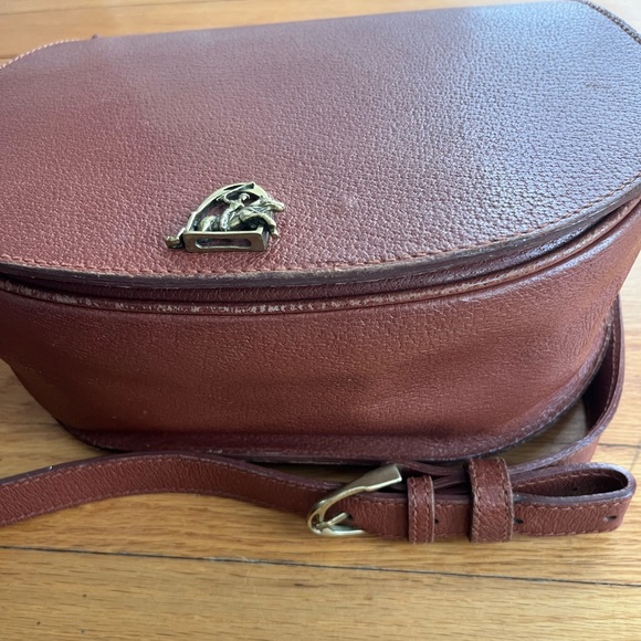 Vintage Ralph Lauren Leather Saddle Crossbody Bag with Brass Polo Player Clasp - Picture 5 of 10